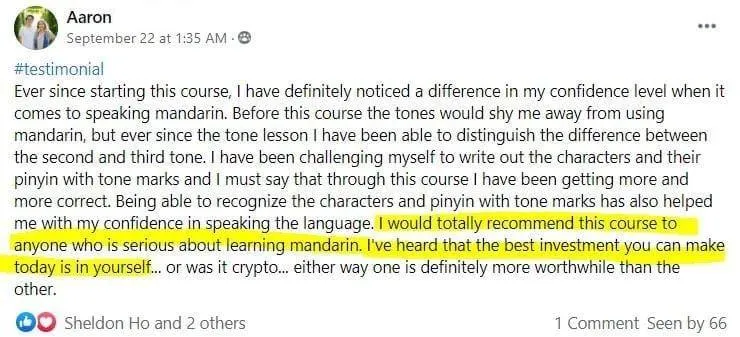 Community testimonial